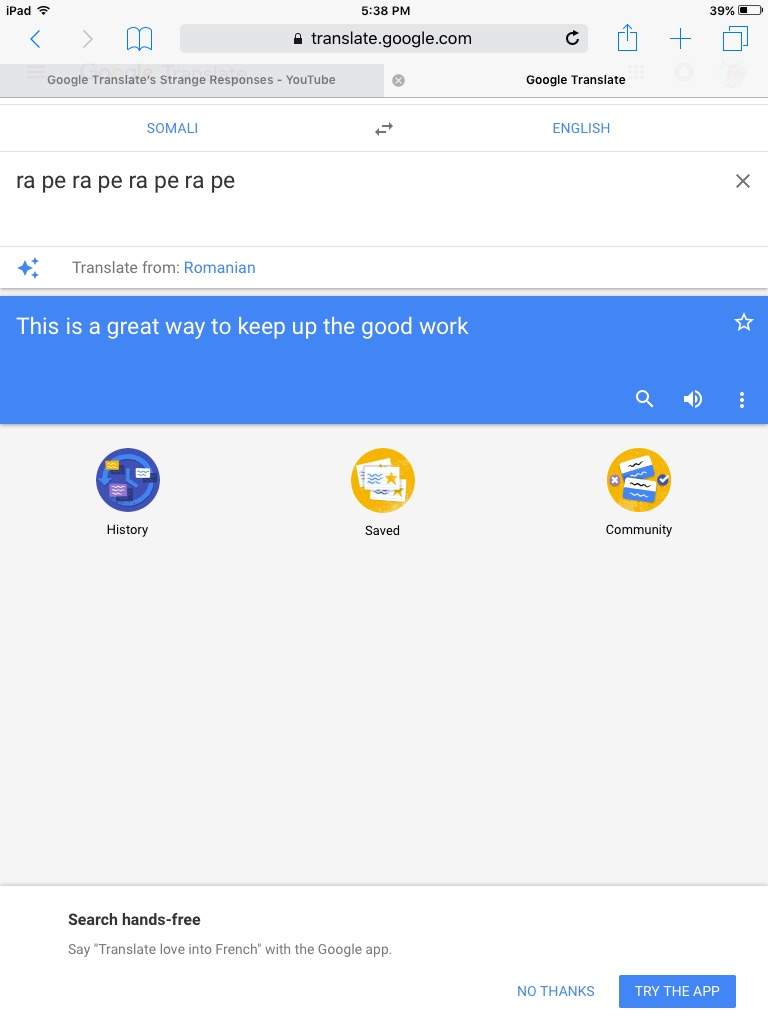 Google translate words funny